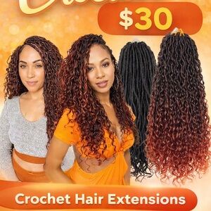 Crochet Hair Extensions - Ombre Copper Brown to Red - Unbranded